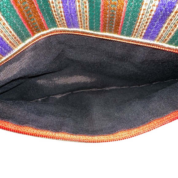 SHARIF Made in USA Multicolor Leather & Fabric Oversized BOHO Shoulder Bag Tote - Picture 7 of 9